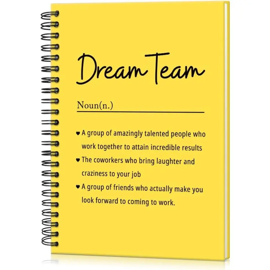 Dream Team Yellow Spiral Notebook Appreciation Gifts for Teammate | 166 Blank Pages,  Team Gifts for Team Work Bestie Coworker, Employee Appreciation Gifts, Team Member Thank You Present