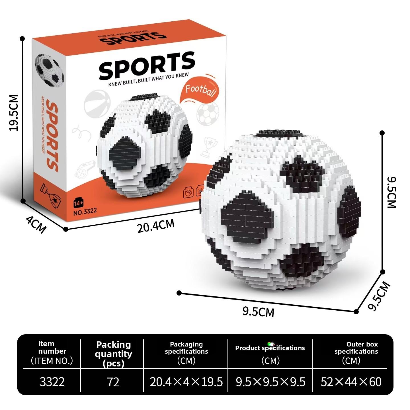 Popular football building blocks, freely assembled educational toys, micro-particle ornaments, export building blocks