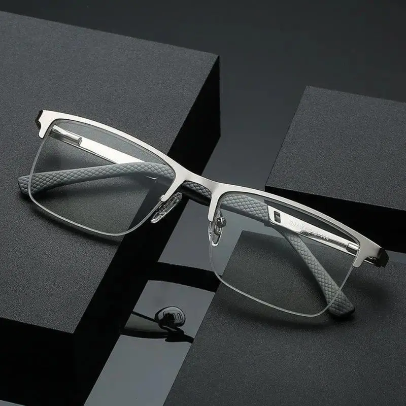 2026 New Men’s Semi Rimless Metal Frame Anti Blue Light Glasses With PC Lenses, Lightweight Stylish Adult Eyewear Offering Screen Eye Protection, Versatile Accessory For Business Meetings, Sports Activities And Premium Gifts For Men