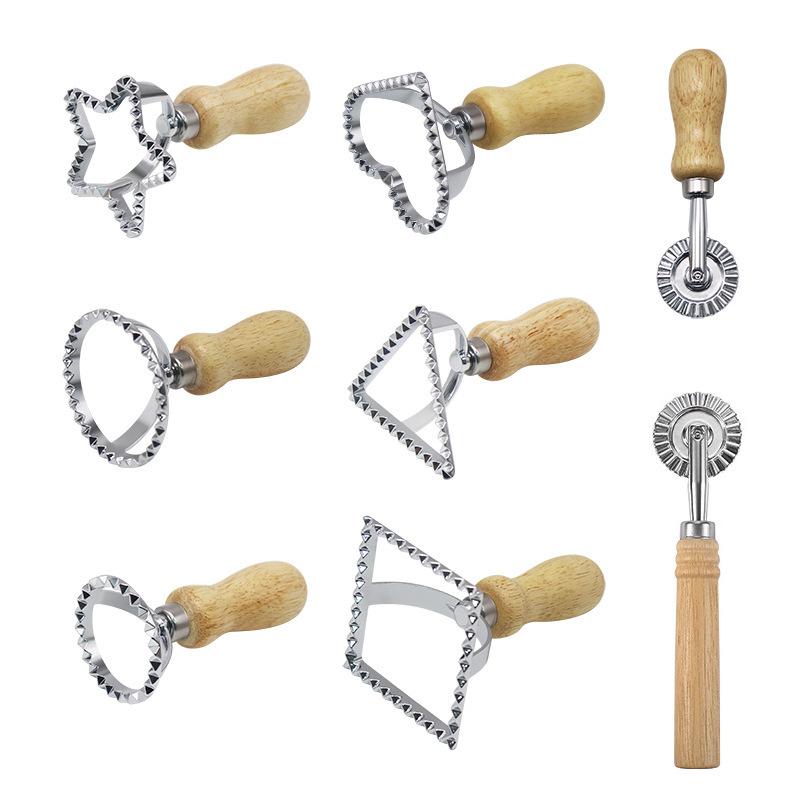 1pc Cookie Cutter, Zine-alloy Biscuit Mold With Wooden Handle, Stamp Maker Cutter With Roller Wheel Set, Kitchen Gadgets, Baking Tools