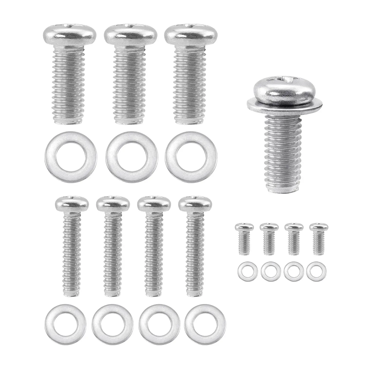 TV Mounting Hardware Kit 24 count M4 M6 M8 Stainless Steel Screws Washers for VESA Wall Mount TV and  Bracket Fixing