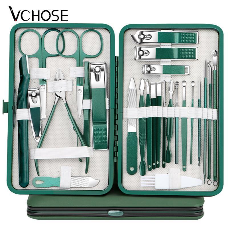 Stainless Steel Nail Clipper Set with PU Leather Storage Box, 24/26pcs Professional Multi-functional Manicure Tools, Nail Tools for Home & Travel