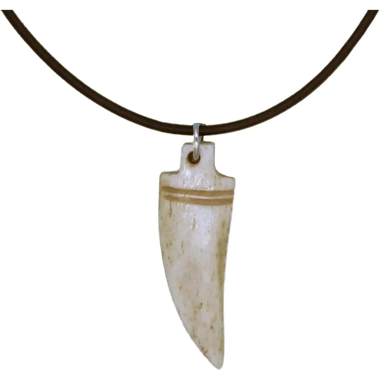 Necklace for Men, Boys Necklace with  Bead Fang Pendant, Dinosaur  Horn Necklaces with Round Leather Cord