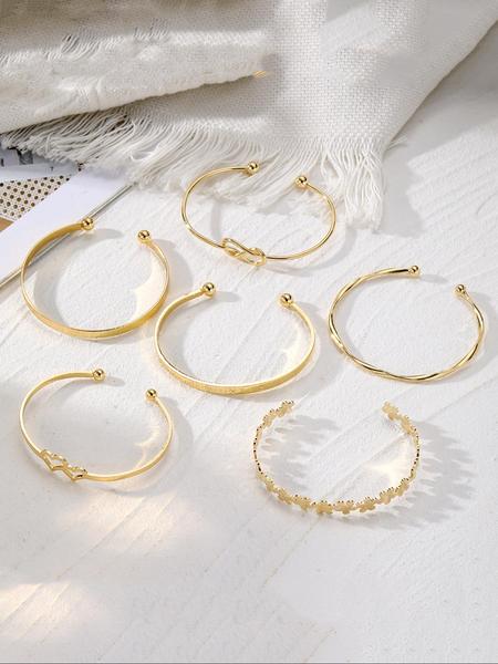Vintage Knot & Flower Design Engraving Alloy Cuff Bangle (6pcs), Trendy Bangles, Fashion Jewelry for Party, Daily Clothing Decor, Trendy All-match & Exquisite Jewelry for Birthday Gift