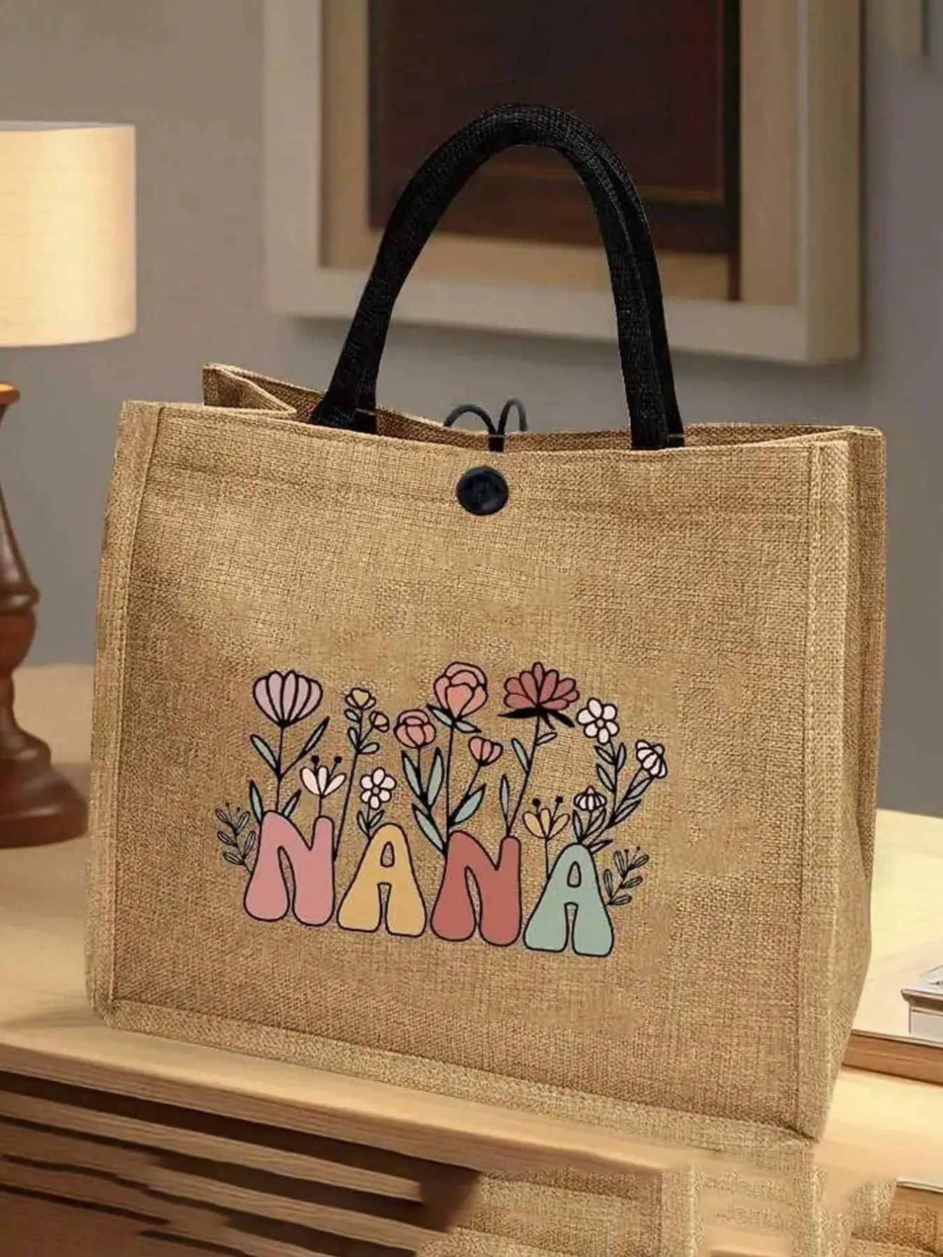 Grandma Print Handbag, Large Capacity Shoulder Bag, Women's Casual Tote, Ideal for Commute, School, Shopping, Travel, Beach, Unique Gift