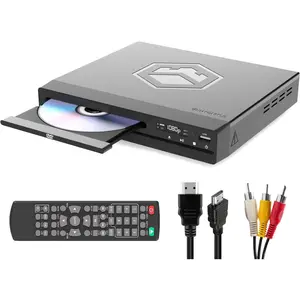 Compact DVD Player with Included HDMI | Multi Region Disc Playback | 1080  Upscaling | HDMI, , & AV Connectivity | USB, MP3, & CD Playback | Easy Use Remote Control Included |  DVD100