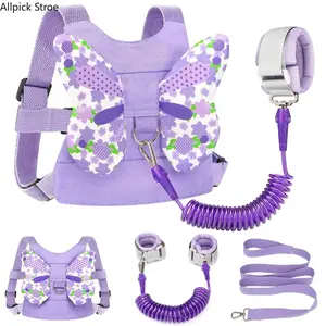 Toddler Harness and Leash Set – Anti Lost Wrist Link for Kids, Cute Butterfly Baby Leash for Girls, Adjustable Walking Assistant Strap for Outdoor