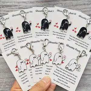 Funny Halloween Keychain, Cute Ghost Keychain with Pocket Hug Card, Horror Halloween Accessory, Birthday Gift, Thank You Card, Special Gift