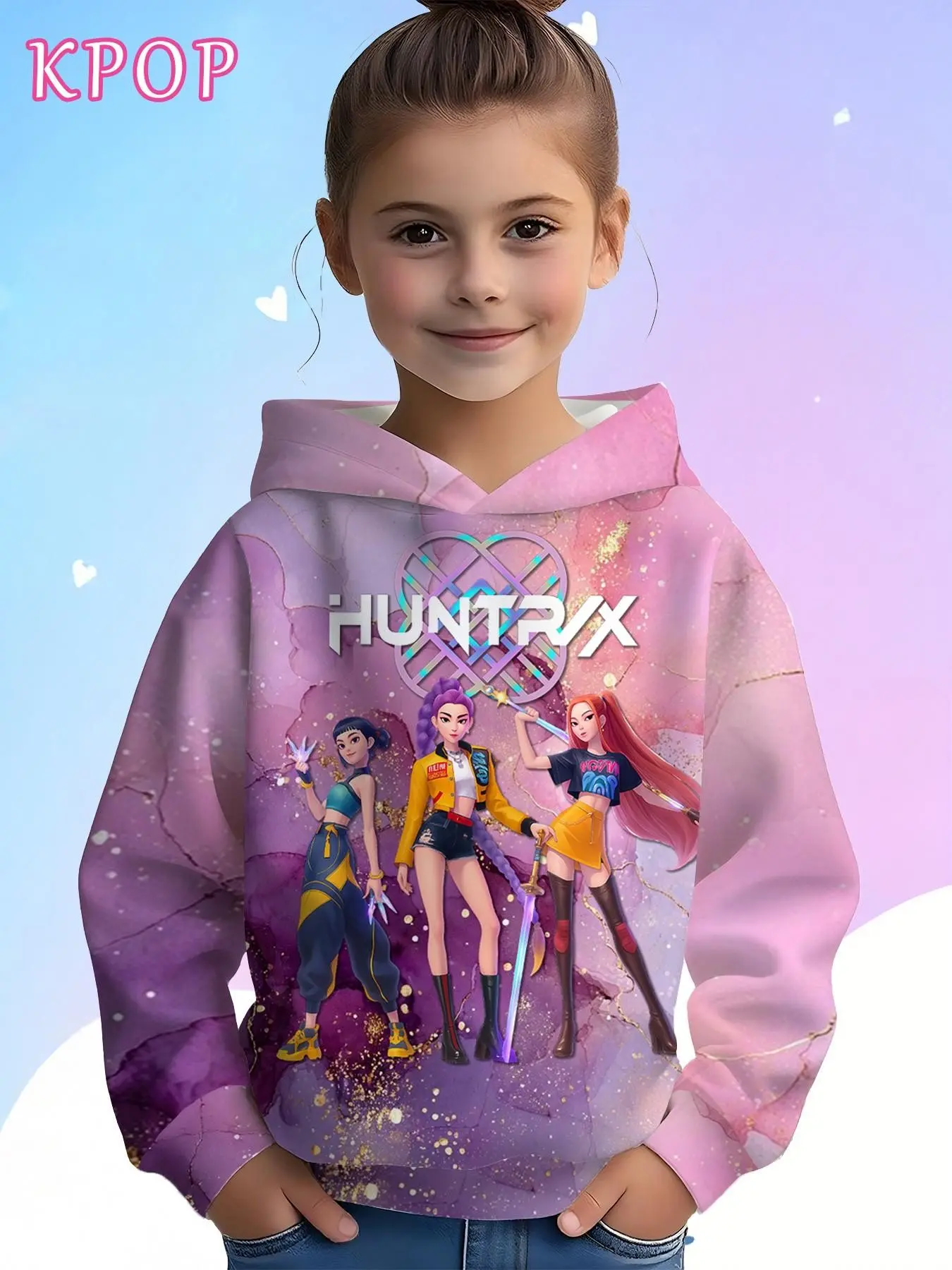 Girls' Fall Winter New Hoodie, 3D Full Body Print, Warm Loose Fit, Casual Daily Wear, Perfect Gift for Holidays, Cute Cozy Sweatshirt