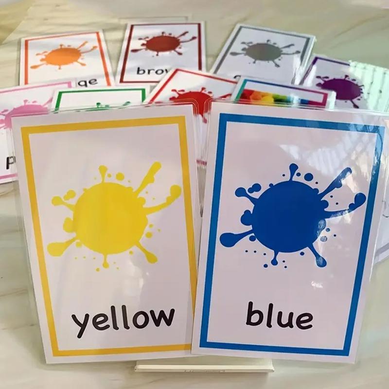 12 Colorful Waterproof Plastic Learning Cards, Early Education Flashcards for Kids, Pre-School Color Recognition & Vocabulary Development