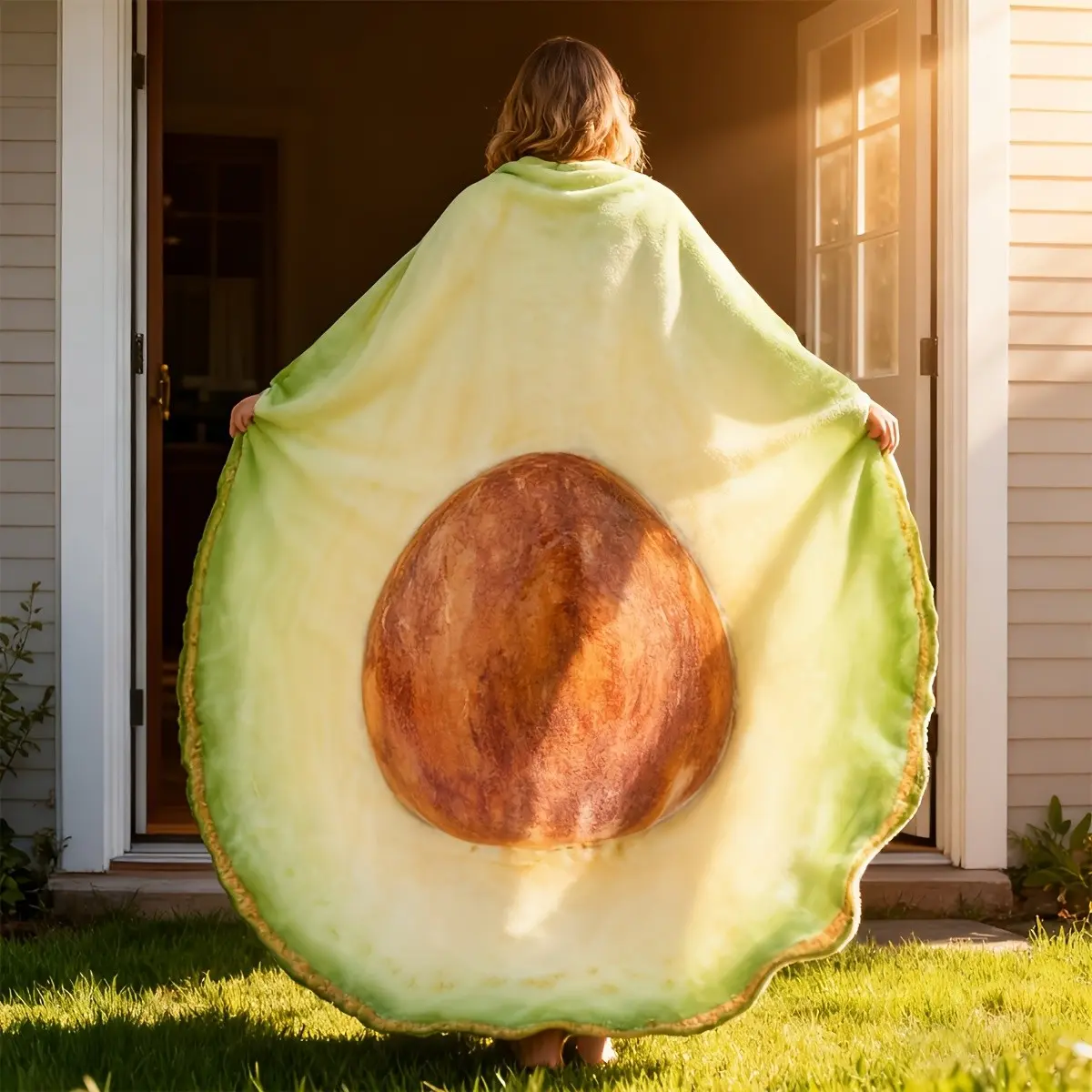 Cartoon Avocado Shape Blanket, Flannel Nap Blanket, Soft Warm Cozy Throw, Sofa Bed Cover, Gift for Home, Travel, Office, Camping