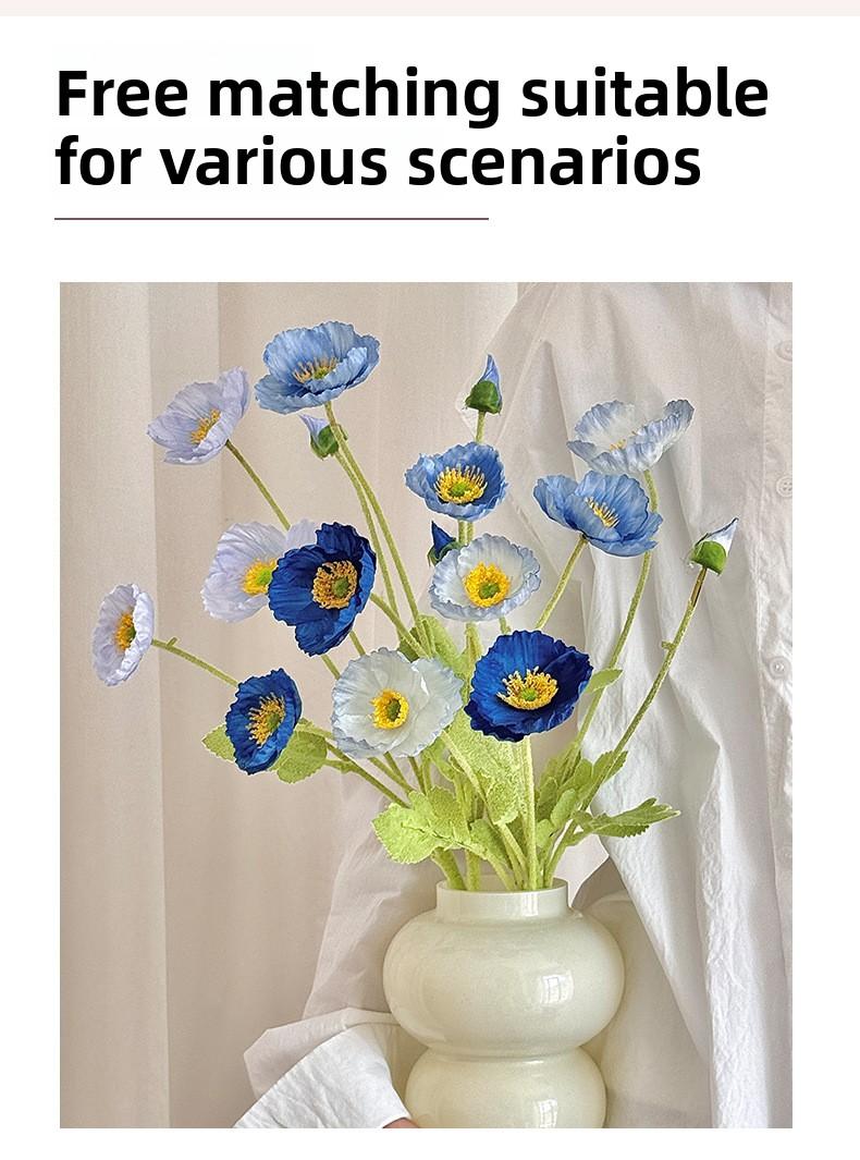 Poppies Artificial Flowers High-End Realistic Wedding Scene Arrangement Home Decoration Ornaments Artificial Silk Flowers Fake Flowers