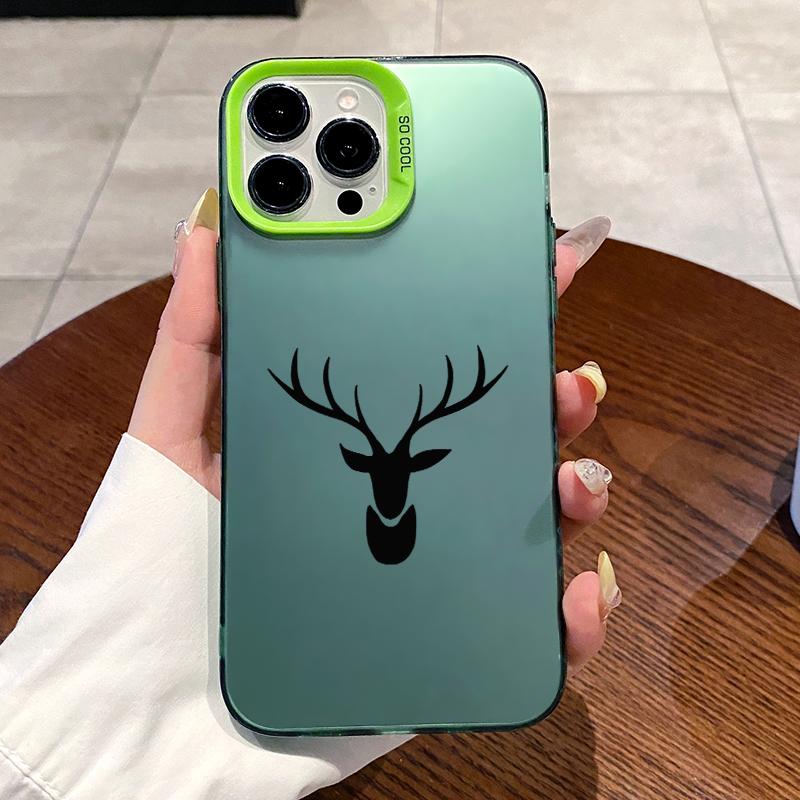 Stag Silhouette Pattern Phone Case for iPhone 16 15 14 Pro Max 16E 13 12 11 XR XS Plus Shockproof Anti-Scratch Durable PC Back Protective Cover