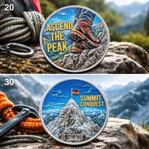 2D Replica Coin | 1PCS Mountain Climbing Commemorative Coin, Symbolizing Courage & Perseverance, Perfect for Outdoor Travel, Collection & Gifts