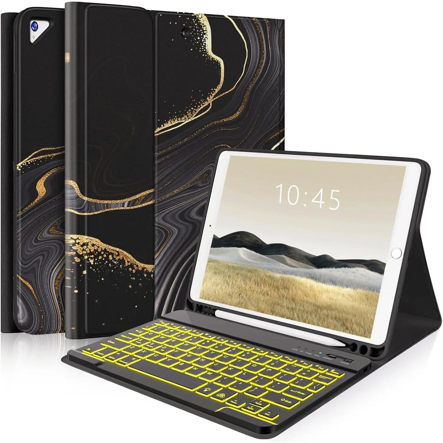 for iPad 9th/8th/7th Generation Case with Keyboard 10.2 inch, Black