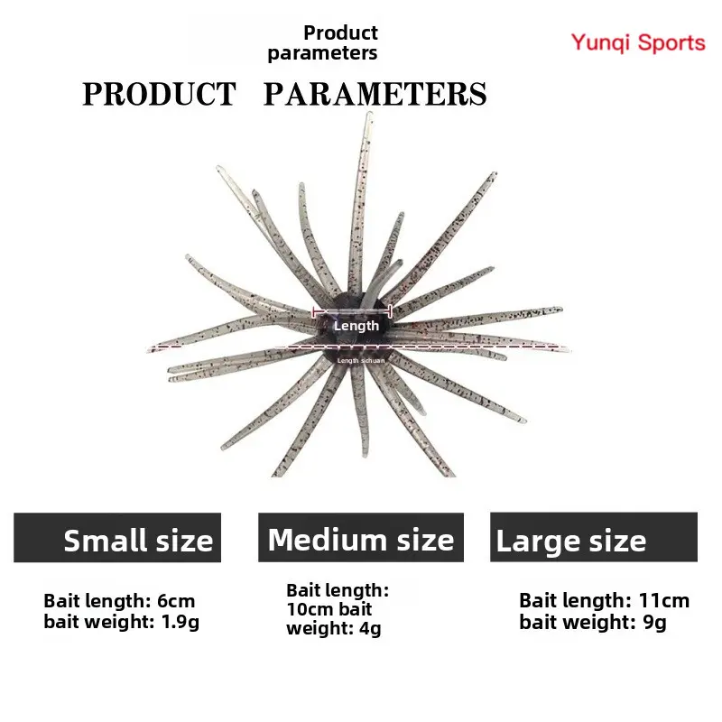 TPE Soft Urchin Fishing Bait - High-Stretch Bionic Lures with Assorted Glitters (Blue, Red, Gold, Green), Loose Packs for Bass, Walleye - Freshwater, Saltwater Use, Blue Glitter, Red Glitter
