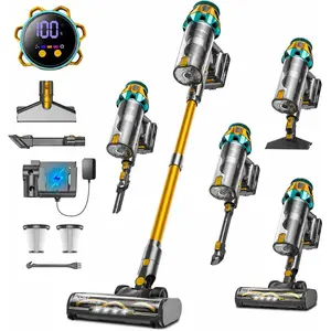 Cordless Vacuum Cleaner,600W/58KPa 55Mins Vacuum Cleaners for ,Self-Standing Stick Vacuum with Anti- Brush & 3 Suction Modes,1.8L Dust Cup,Vacuum Cleaner for Hardwood Floors ( Blue)