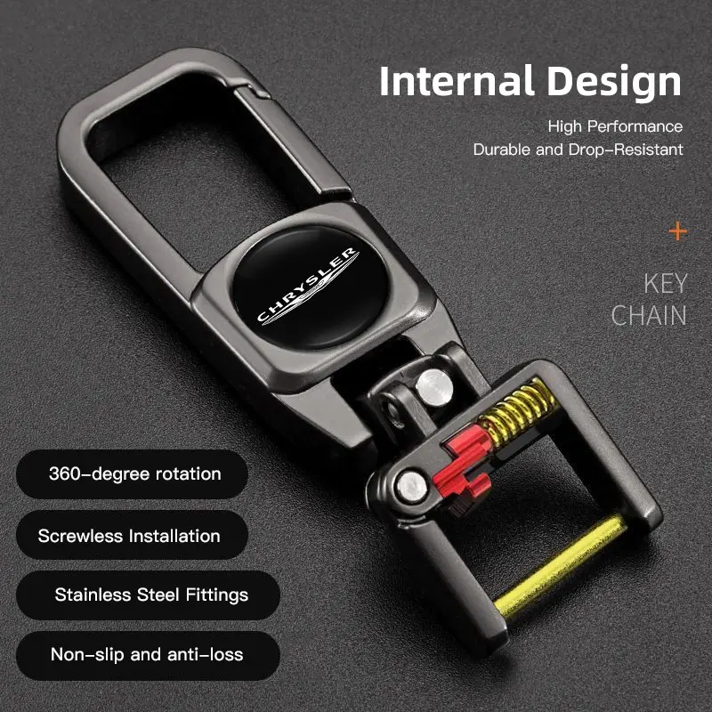 1Pcs Stainless Steel Car Keychain 3D Decoration Keyring Accessories For Chrysler 300c 200 Pacifica Phev Voyager Sebring Aspen PT Cruiser Airflow Crossfire Concorde