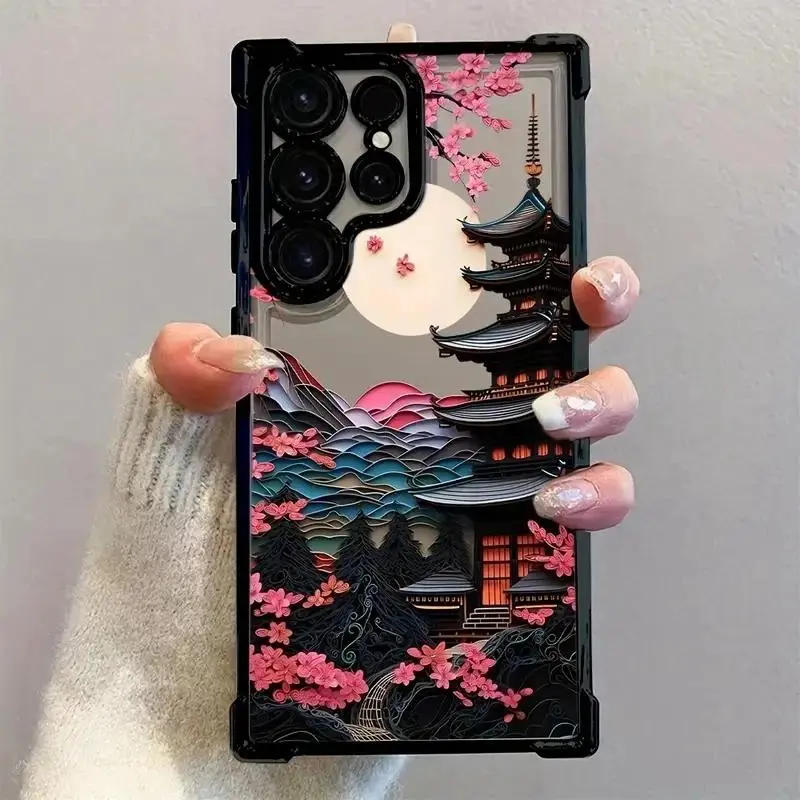 Japanese-Style Ancient House Airbag Phone Case for Samsung Galaxy S26 S25 S24 S23 S22 S21 Ultra Plus FE iPhone 17 16 15 14 13 12 11 Pro Max Air