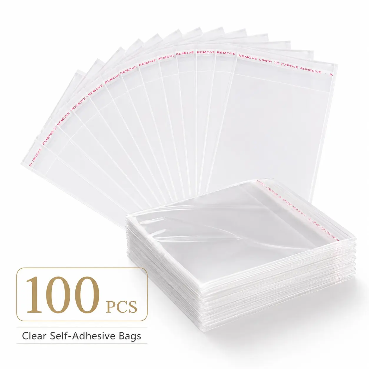 100Pcs Clear Self-Adhesive OPP Packaging Bags, Minimalist Transparent Style, Easy Peel & Strong Self-Sealing Design, Dust and Moisture Resistant with Smooth Edges, for Jewelry, Cosmetics, Clothing, Cards, Gifts and Small Business Packaging