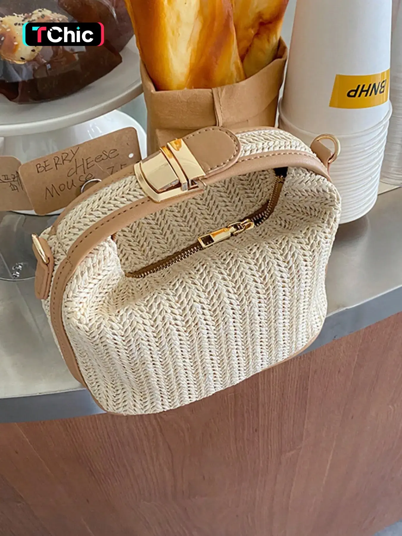Mini Handbag Simple Zipper Closure, Summer New Straw Woven Crossbody Shoulder Bag, Casual Leopard Pattern Women's Beach Bag, Leopard Print, Stylish Handbag, Fashionable Handbag, Crossbody Shoulder Purses