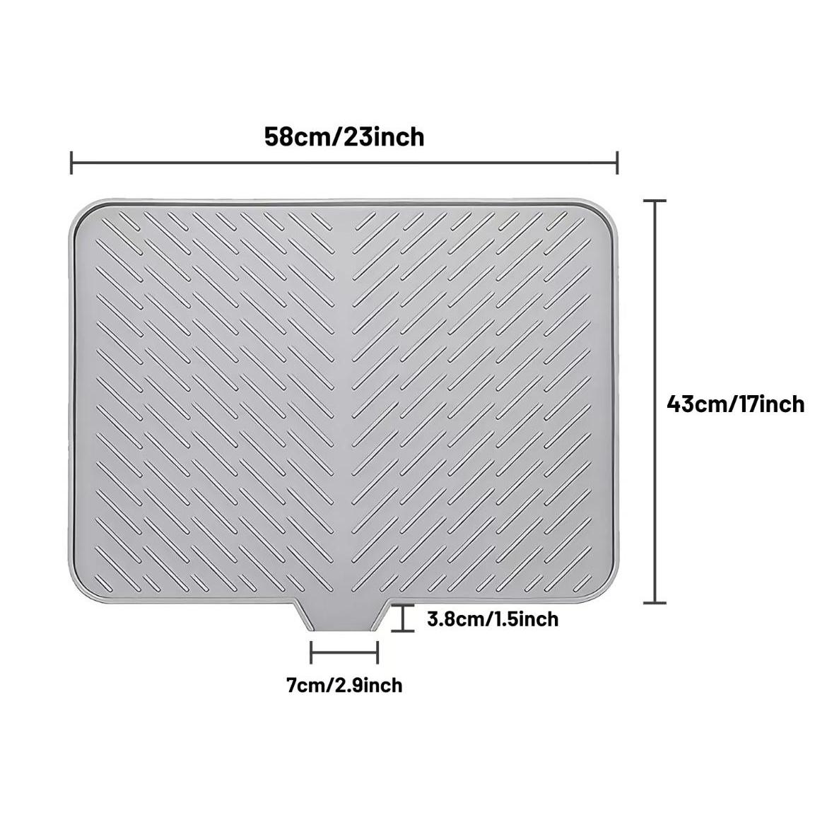 Extra-Large Silicone Dish Drying Mat with Integrated Drain Lip Easy-to-Clean Heat-Resistant Kitchen Counter Drainer Pad for Efficient Drying