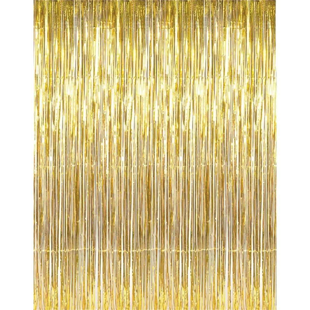 Gold Metallic Tinsel Fringe Curtain, 3.2 x 9.8 ft Thick Photo Backdrop Streamer for Door & Wall Party Decor, Birthday & Wedding, Baby Shower, Graduation, Doors, Decorative, 1 Pack