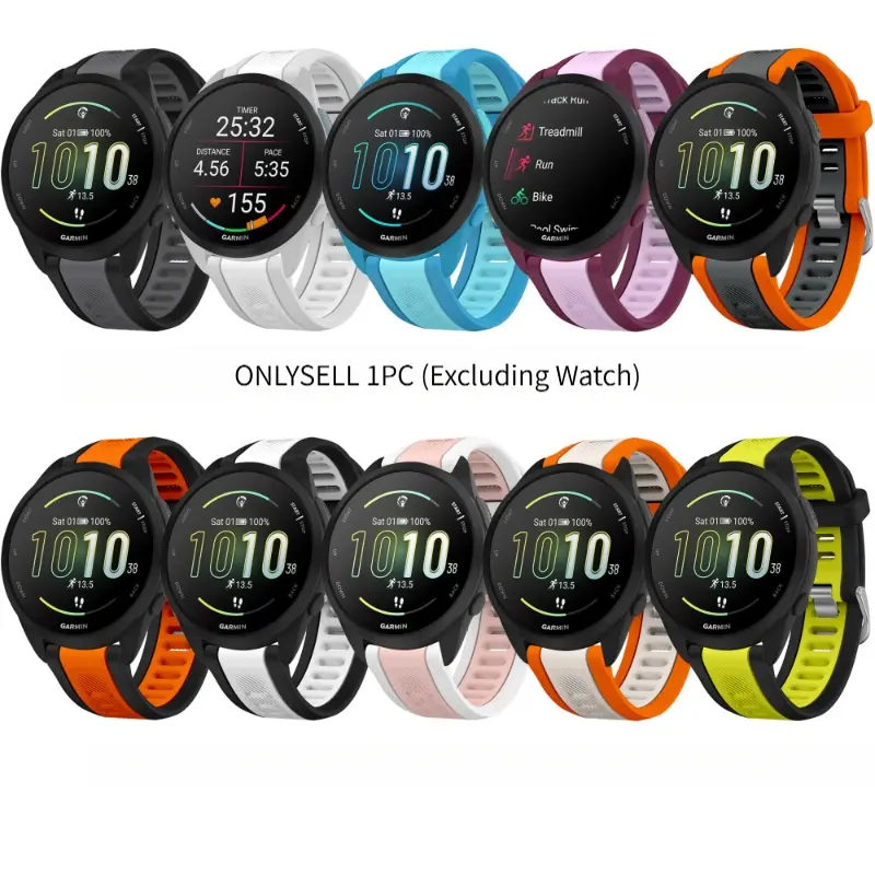 1pc Soft Sweat-Resistant Flexible Two-Tone Textured Silicone Replacement Watch Band Compatible With Garmin Forerunner 165,20mm Universal Smartwatch Wrist Strap,Unisex Gift For Men Women (Watch Not Included)