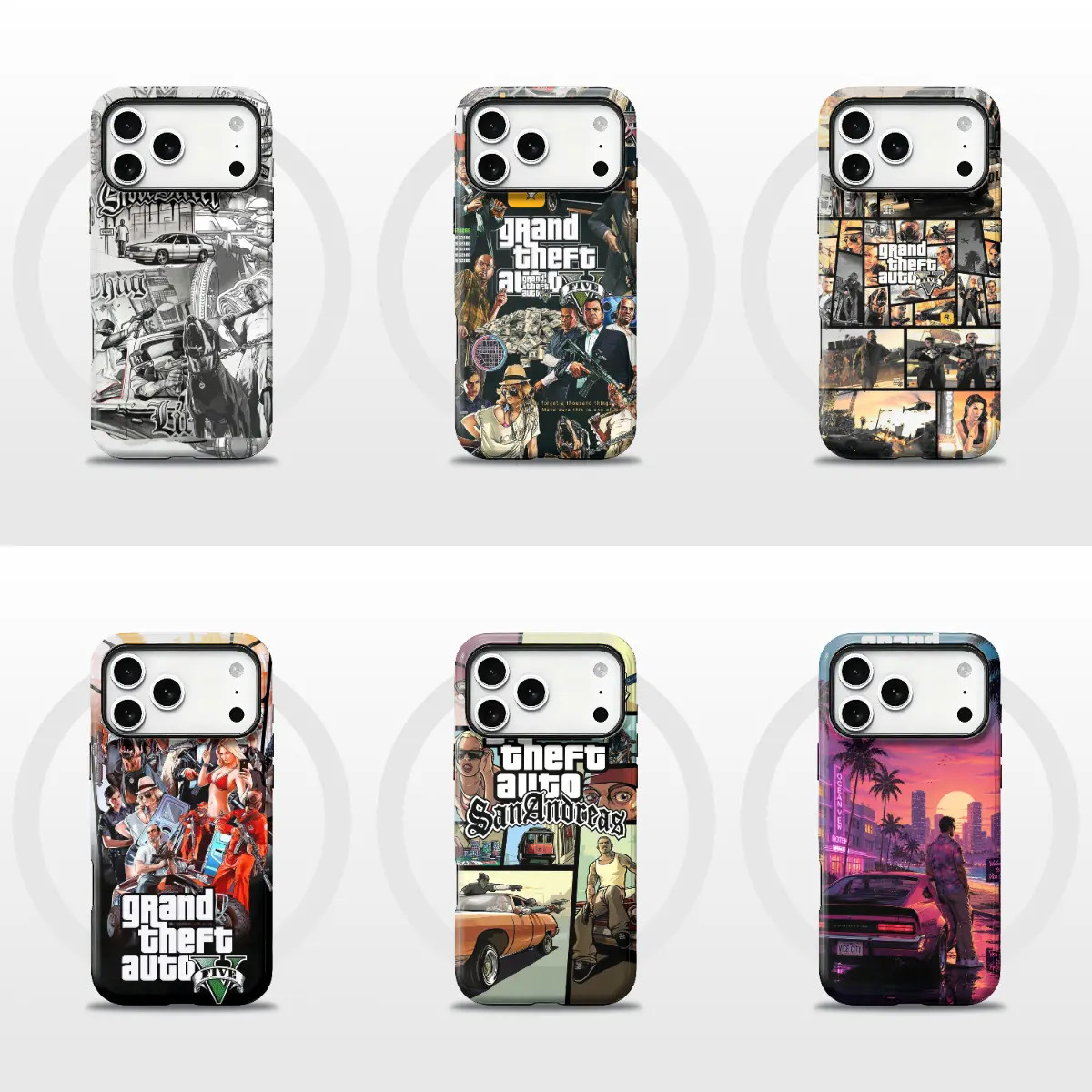 GTA 5 Classic Game Themed MagSafe Glossy Smartphone Case - Shockproof Cellphone Casing for iPhone 11/12/13/14/15/16/17 Pro Max Plus - Protection Accessories Gift for Hot-Blooded Adventure Fans