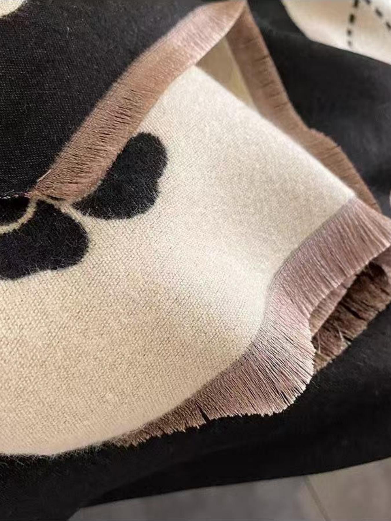 Women's High-End Light Luxury Camellia Imitation Cashmere Scarf, Fashion Evening Shawl, Elegant Soft Warm Winter Accessory, Floral Pattern Shawl