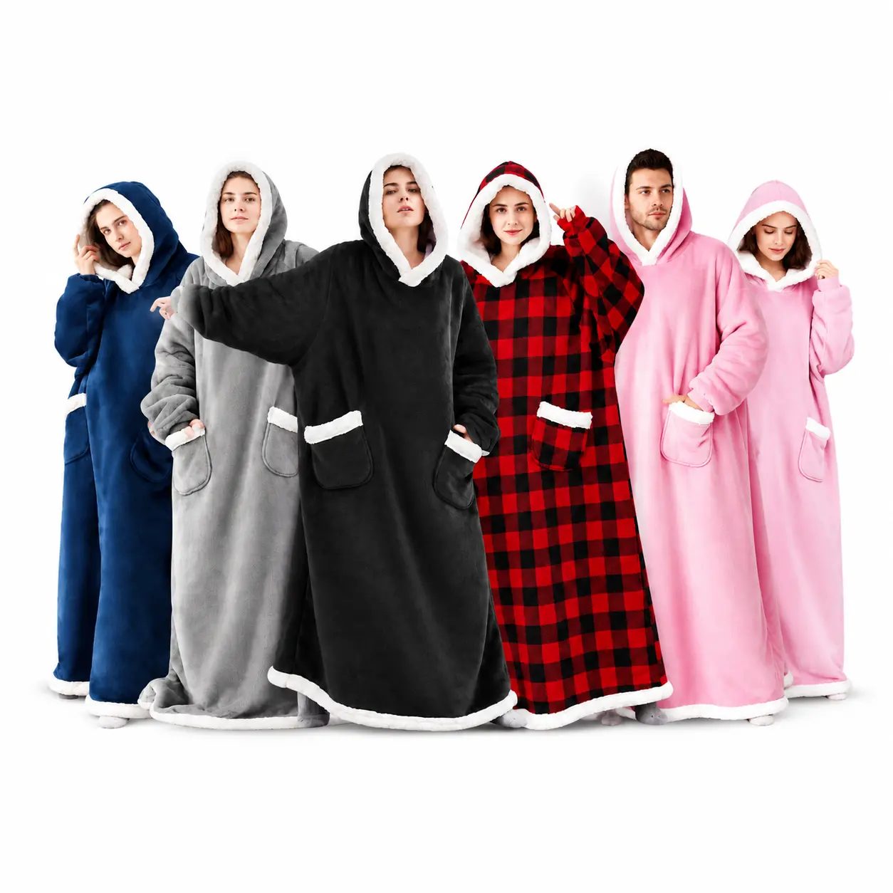 Women Oversized Wearable Blanket Hoodie, Soft Flannel Sherpa‑Blend Hooded Sweatshirt with Large Pocket, Relaxed Fit Warm Cozy Wrap for Adults, Comfort Home Loungewear, Ideal for Daily Relaxation, Holiday & Christmas Gift