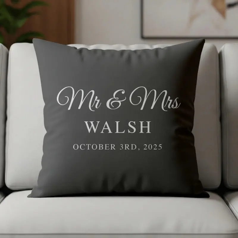 Wedding Keepsake Pillow, Custom Last Name And Wedding Date, Personalized Anniversary Gift for Husband And Wife, Wedding Gift