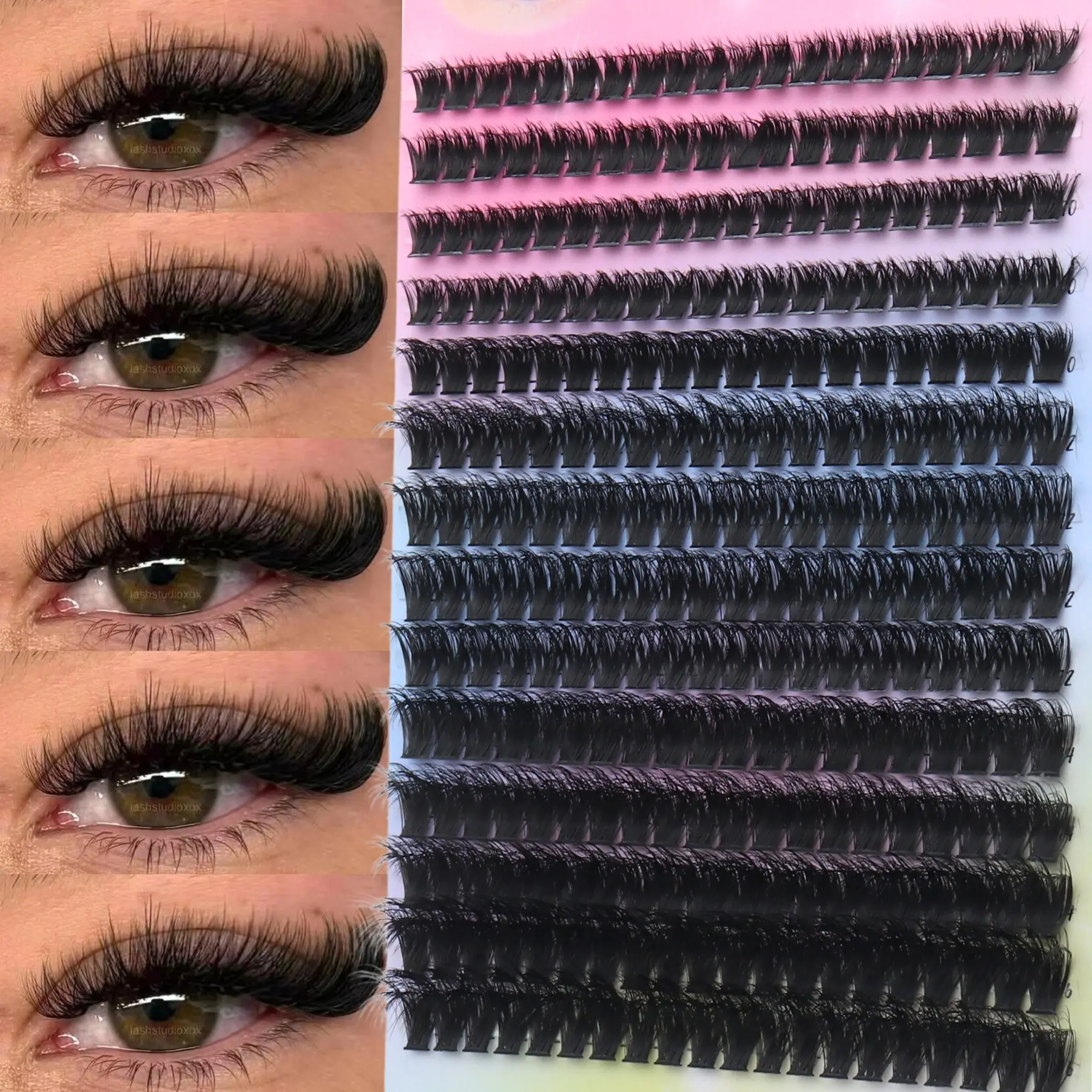 280Pcs 80D Lash Clusters, D-Curl 8-16mm Mixed Length, 3D Russian Volume Fluffy Dense Cluster Lashes, DIY Individual Lashes for Halloween, Christmas, Holiday & Theatrical Makeup, Great for Beginners