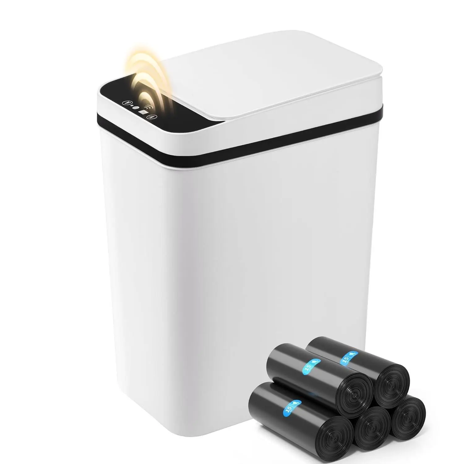 Bathroom Automatic Trash Can, 12L Touchless Motion Sensor, Lid Smart Electric Narrow Waterproof Garbage Bin for Bedroom Office