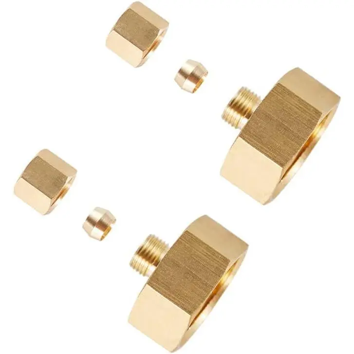3/4" GHT Garden Hose Thread Female to 1/4" OD Compression Brass Connector, Faucet to Hose Adapter 2 count