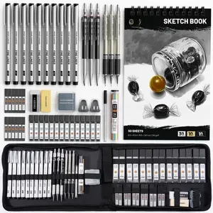 52 count Art Supplies Sketching & Drawing Kit with 10 Micron Fineliner Pens, 6 Drafting Mechanical Pencils,3-Color Sketchbook,27 Lead Refills,School Supplies Gifts for Beginners Adults Teens