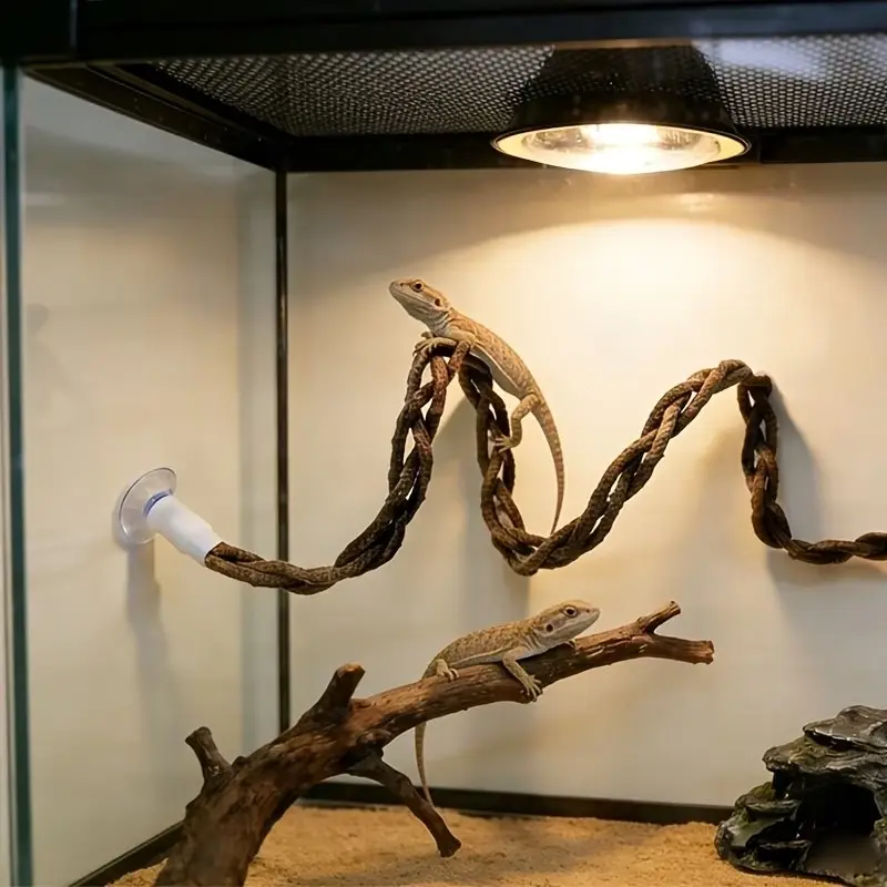 Reptile Enclosure Decor, Flexible Climbing Vine and Suction Cup Swing Rope, Ideal for Lizards, Snakes, and Small Pets