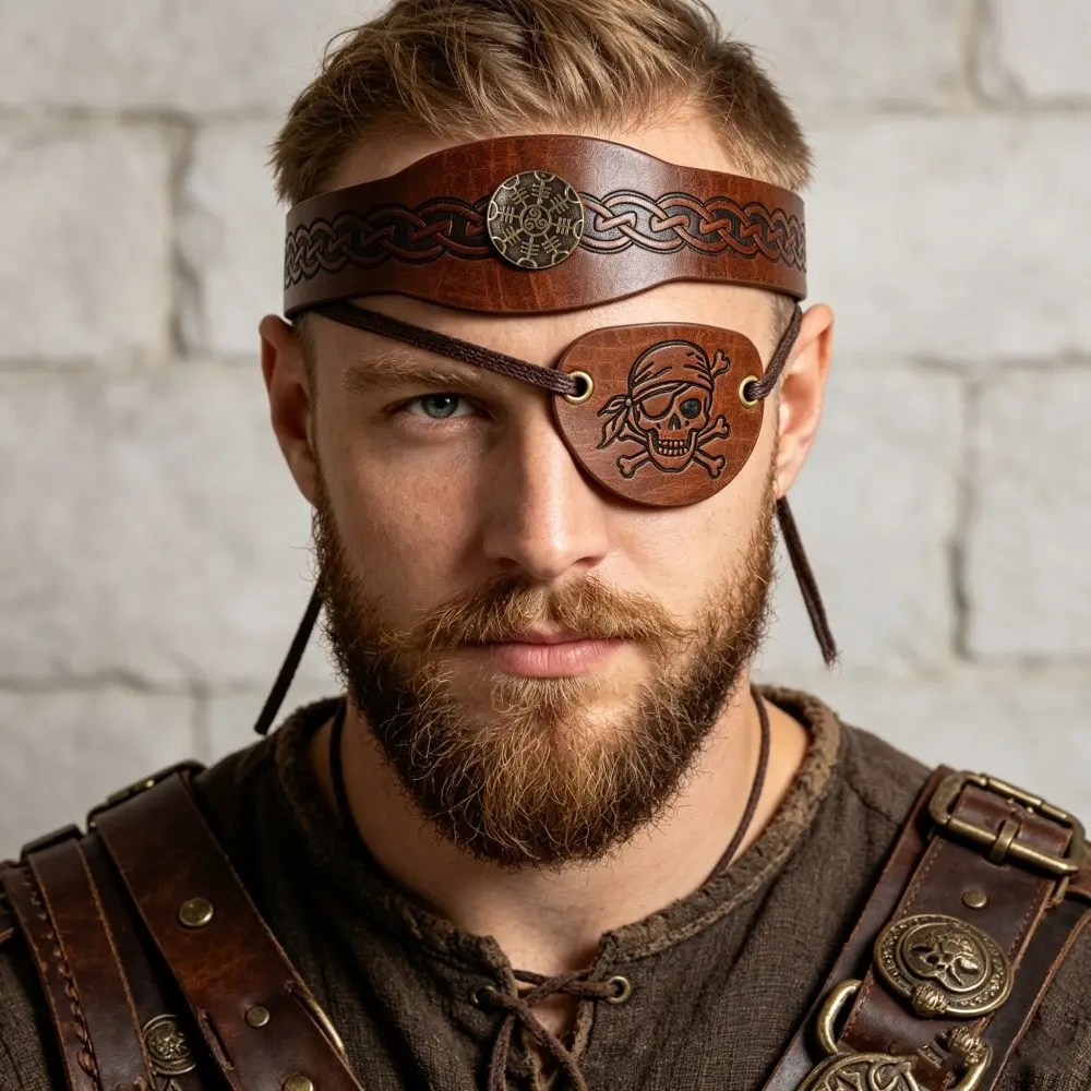 2-Piece Vintage Viking Celtic Headband Set, Adjustable Tie Design, Medieval Costume Accessory, Halloween & Retro Party Wear