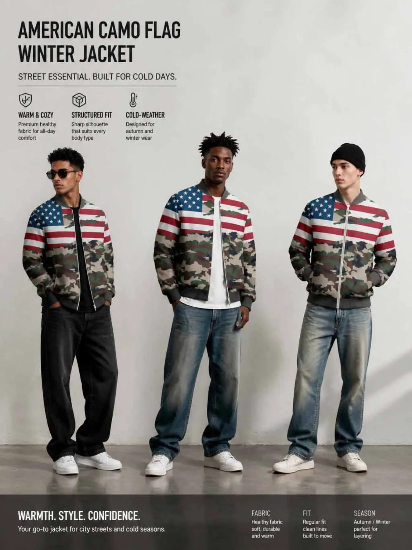 Men's Camouflage Patchwork Full Zip Baseball Jacket, Vintage Baseball Collar Windproof Jacket, Streetwear Fall Winter Outerwear