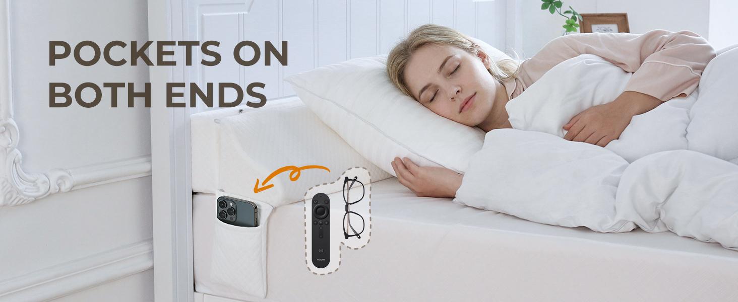 Bed Wedge Gap Filler King Size, Wedge Pillow for Headboard Gap, Foldable Mattress Gap Filler Close The Gap (0–7") Between Headboard and Mattress, Bed Crack Pillow, 76*10*6 in, White