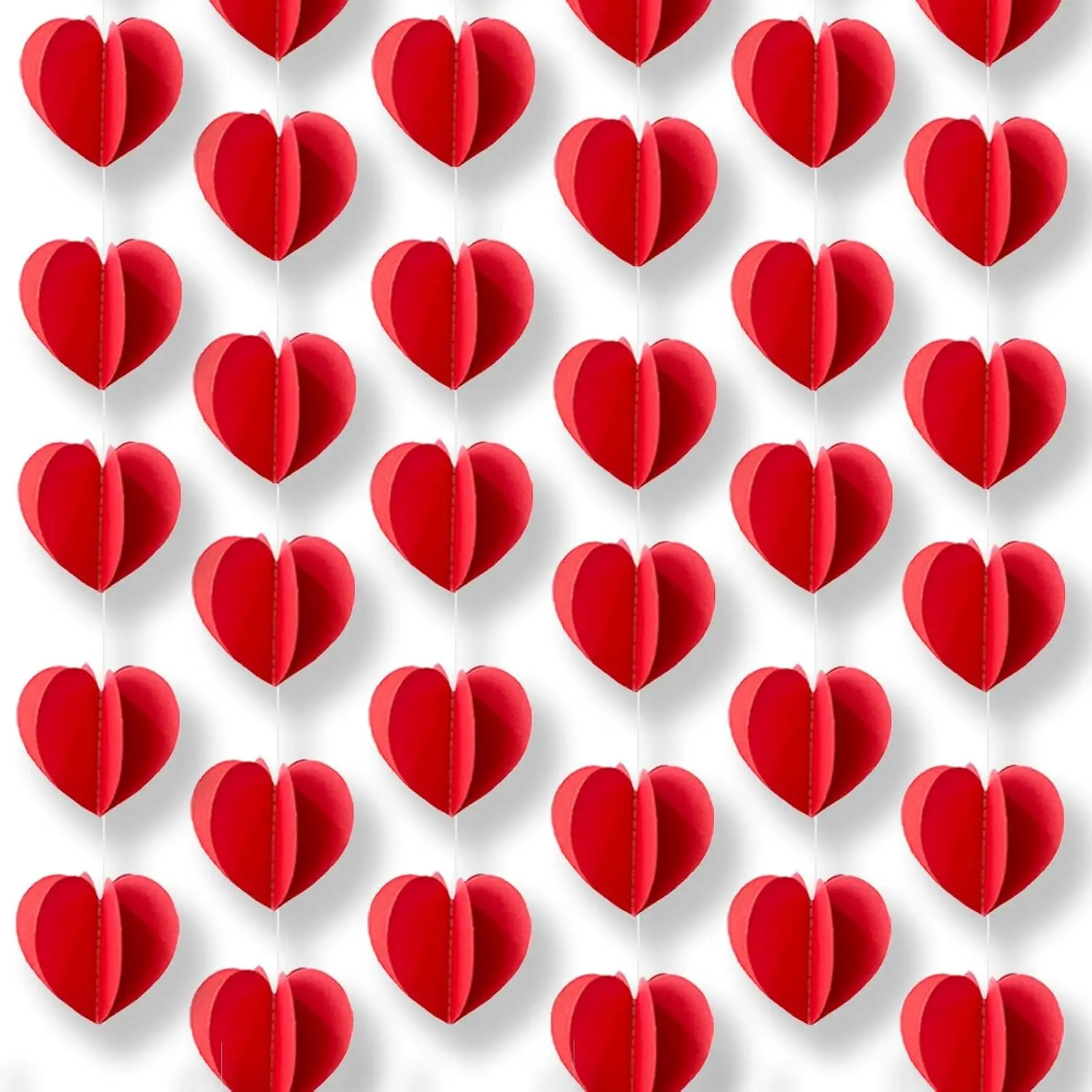 Heart Decorations, 42 Hearts Romantic  Ornaments 6 Strings Garland for Wedding Anniversary Birthday Party (Red)