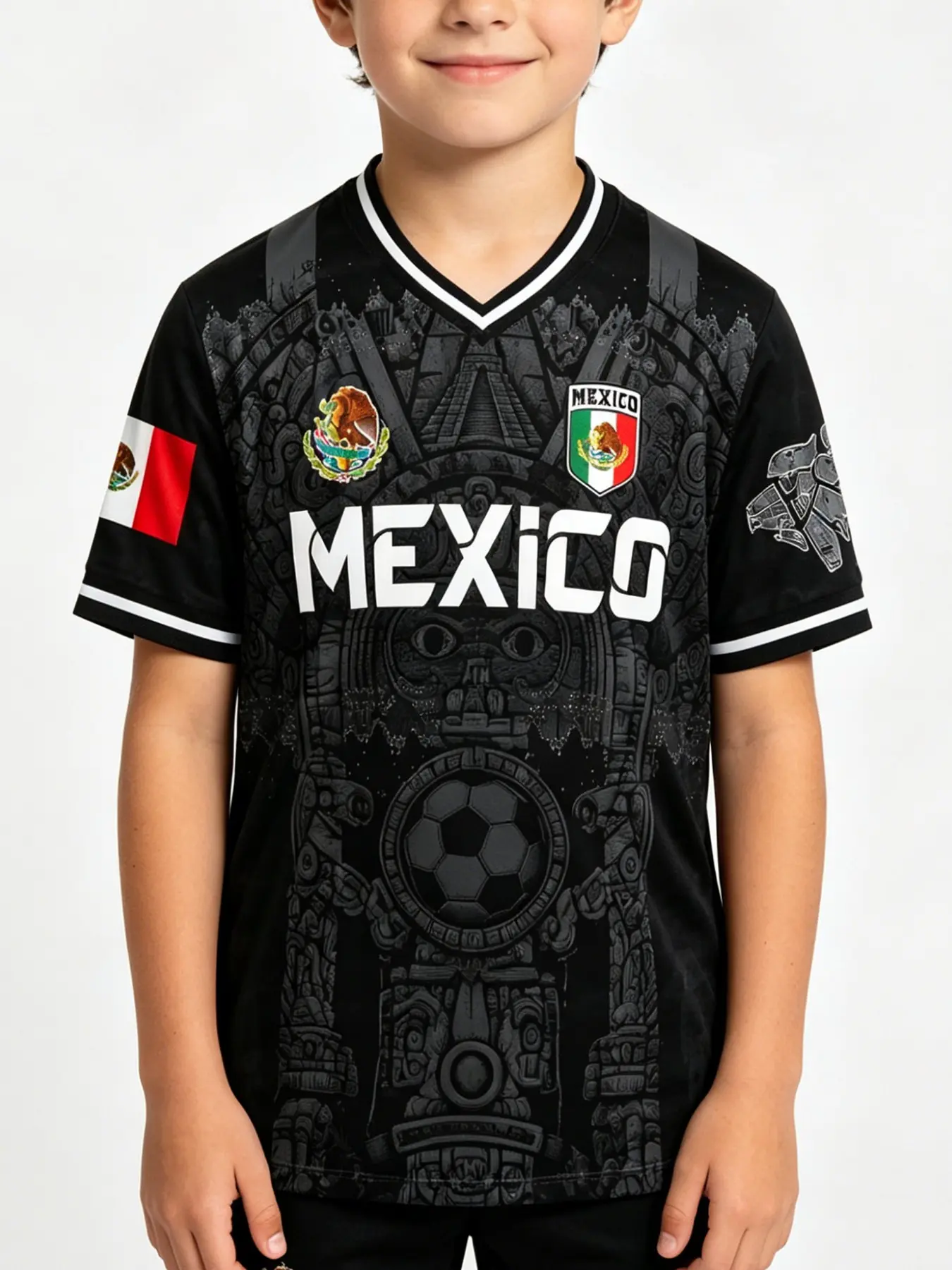 2026 Football Team Jersey, Mayan Pyramid Totem Retro Soccer Shirt, Full Print, All-Season Casual Style, Classic Vintage Sports Top