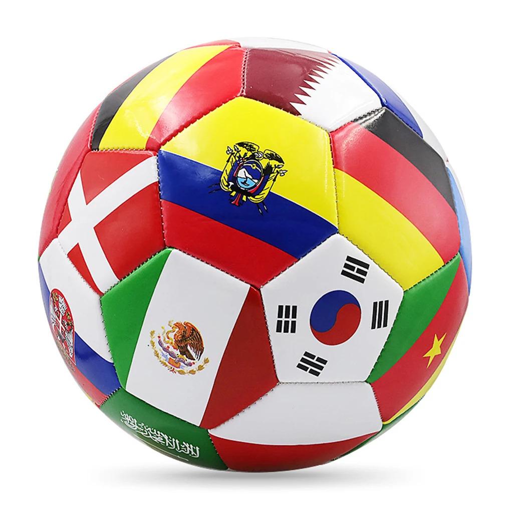 Flag Printed Soccer Ball Official Size 5 Soccer Match Ball Outdoor Match Game Football Pvc 2.7Thickened Team Training Footy Ball