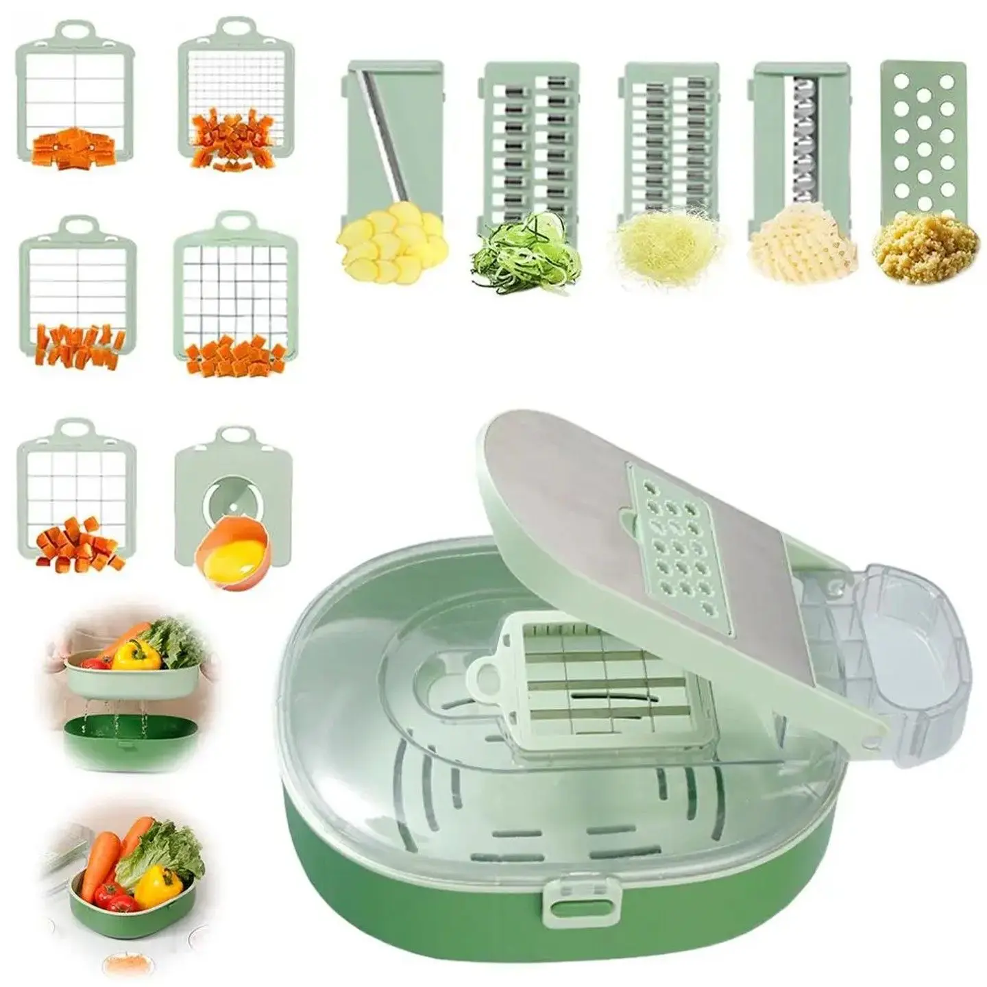 Pro Vegetable Chopper - Multi-Function Manual Food Slicer, Dicer, Grater - 1-in-1 Kitchen Prep Tool for Veggies, Fruits, Cheese