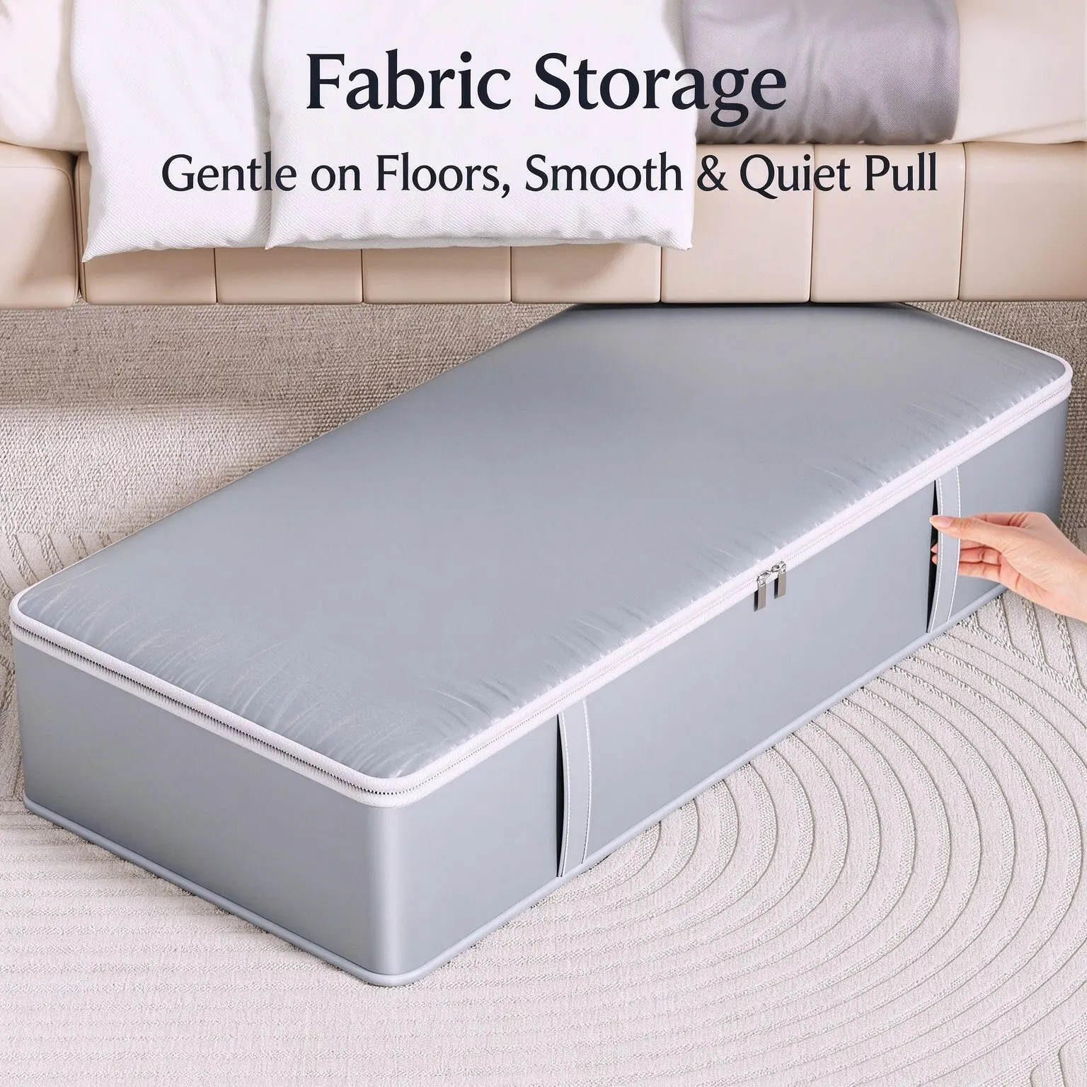Extra Large Bed Bottom Storage Box, Fabric Clothing Organizer, Fixed Strap, Easy Access, Utilize Under-Bed Space Efficiently