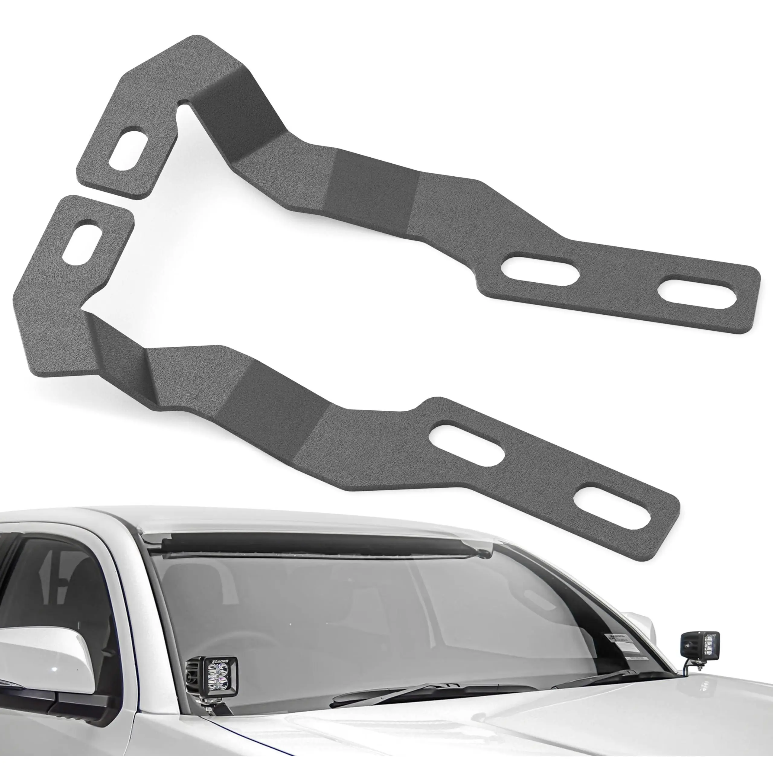 【Yzona】Carbon Steel Ditch Light Brackets Kit - CNC Cut, Rustproof Hood Hinge Mounts for Waterproof Offroad LED Pods Work Lights, Easy Install, Compatible with Toyota Tacoma 2016-2023 (2PCS, No Additional Hardware Included) - Car Lighting Accessory