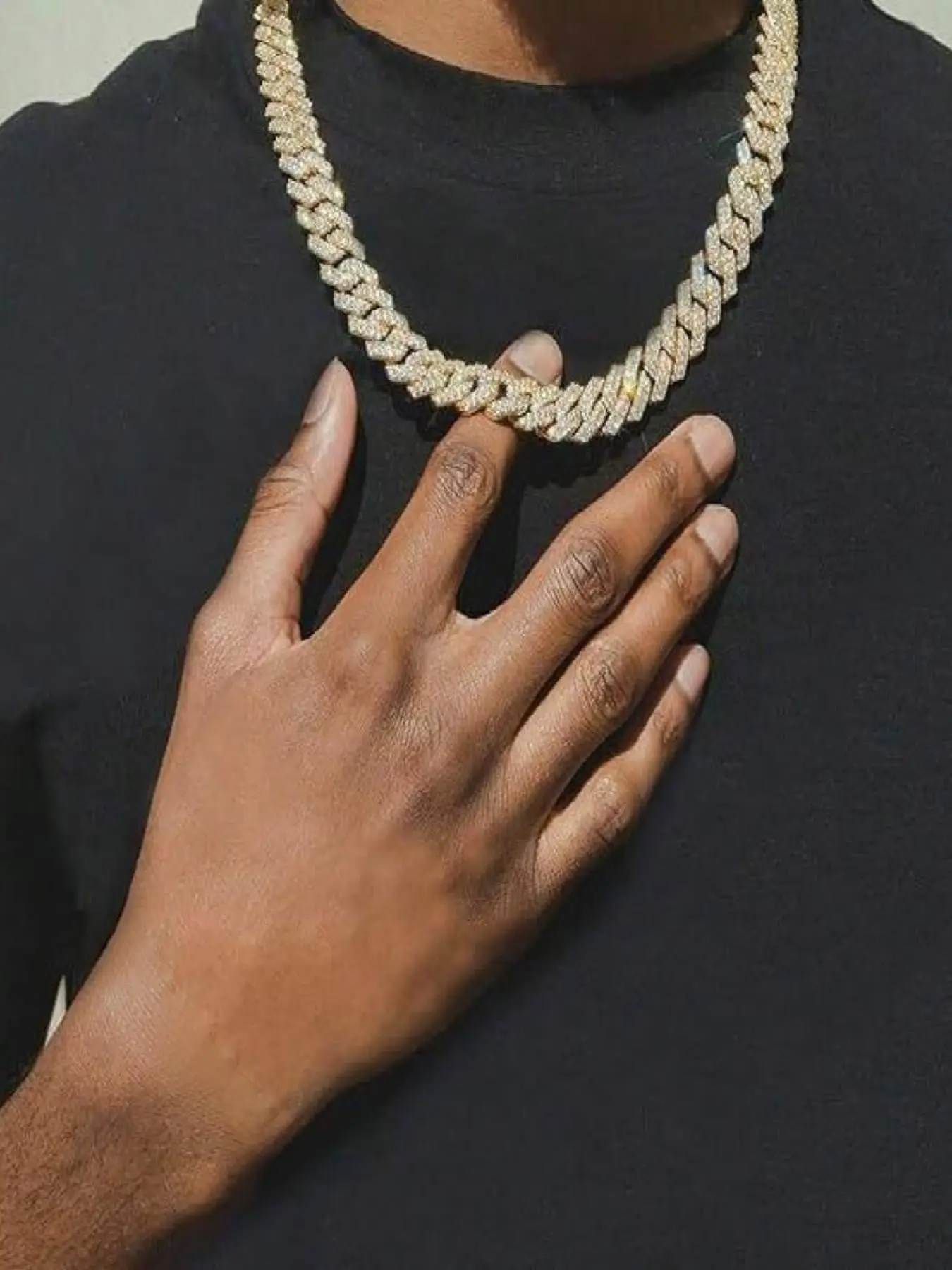 1pc Hip-Hop Style Jewelry Cuban Chain, Exaggerated Rap Geometric Full Diamond Inlaid Accessories, Men's And Women's Necklaces, A Gift For Boyfriends