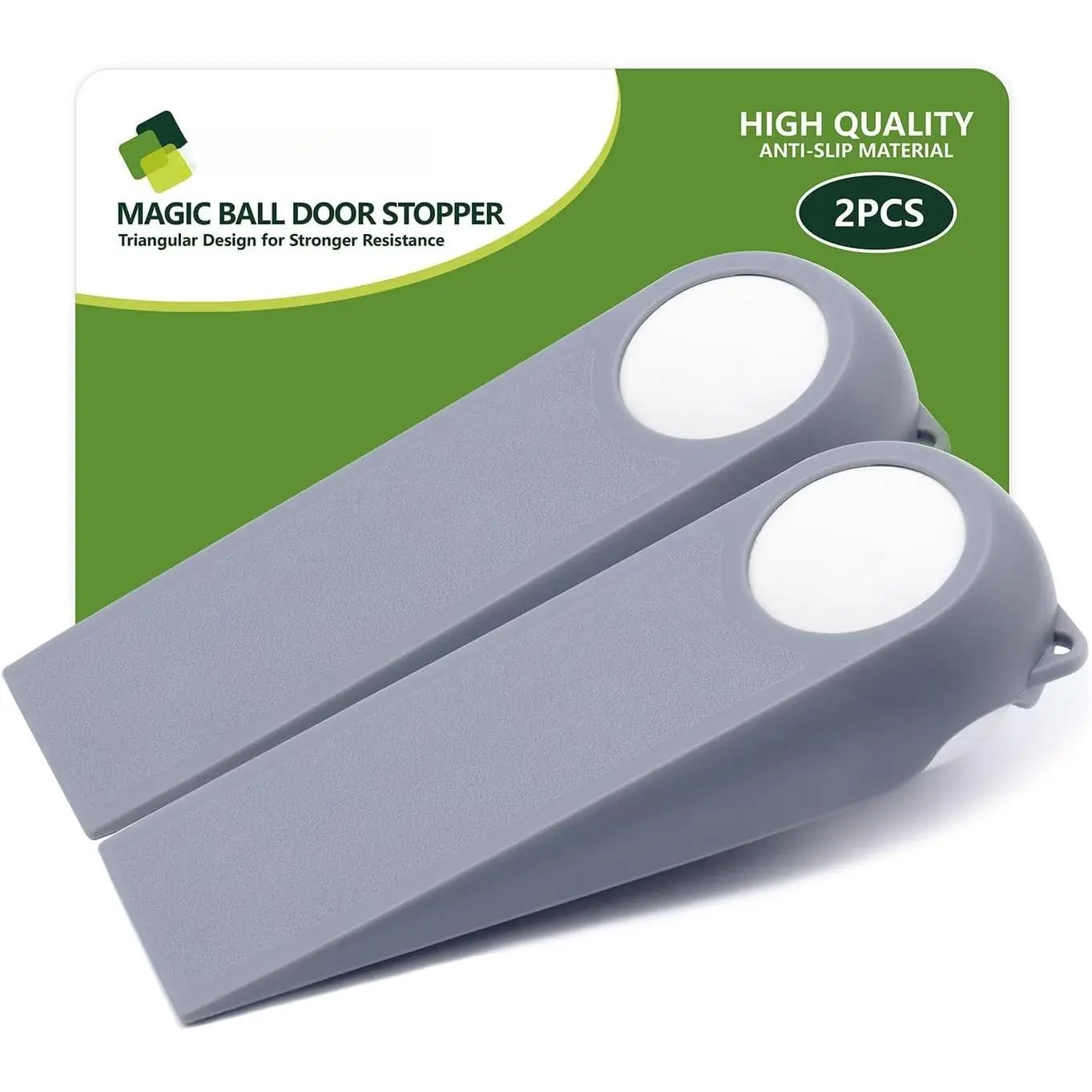 Door Stoppers for Bottom of Door, Rubber Door Stopper Wedges, Door Holders for  Types of Surfaces, 2 Pack Magic Ball Door Stops, 3.9 inch, Grey and White