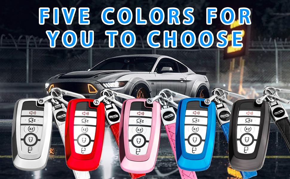 for Ford Key Fob Cover with Keychain,Key Fob Cover Case Shell for Ford Explorer Fusion Escape Edge Expedition F150 F250 F350 F450 F550 Maverick Mustang 3/4/5 Buttons Smart Key (Black)