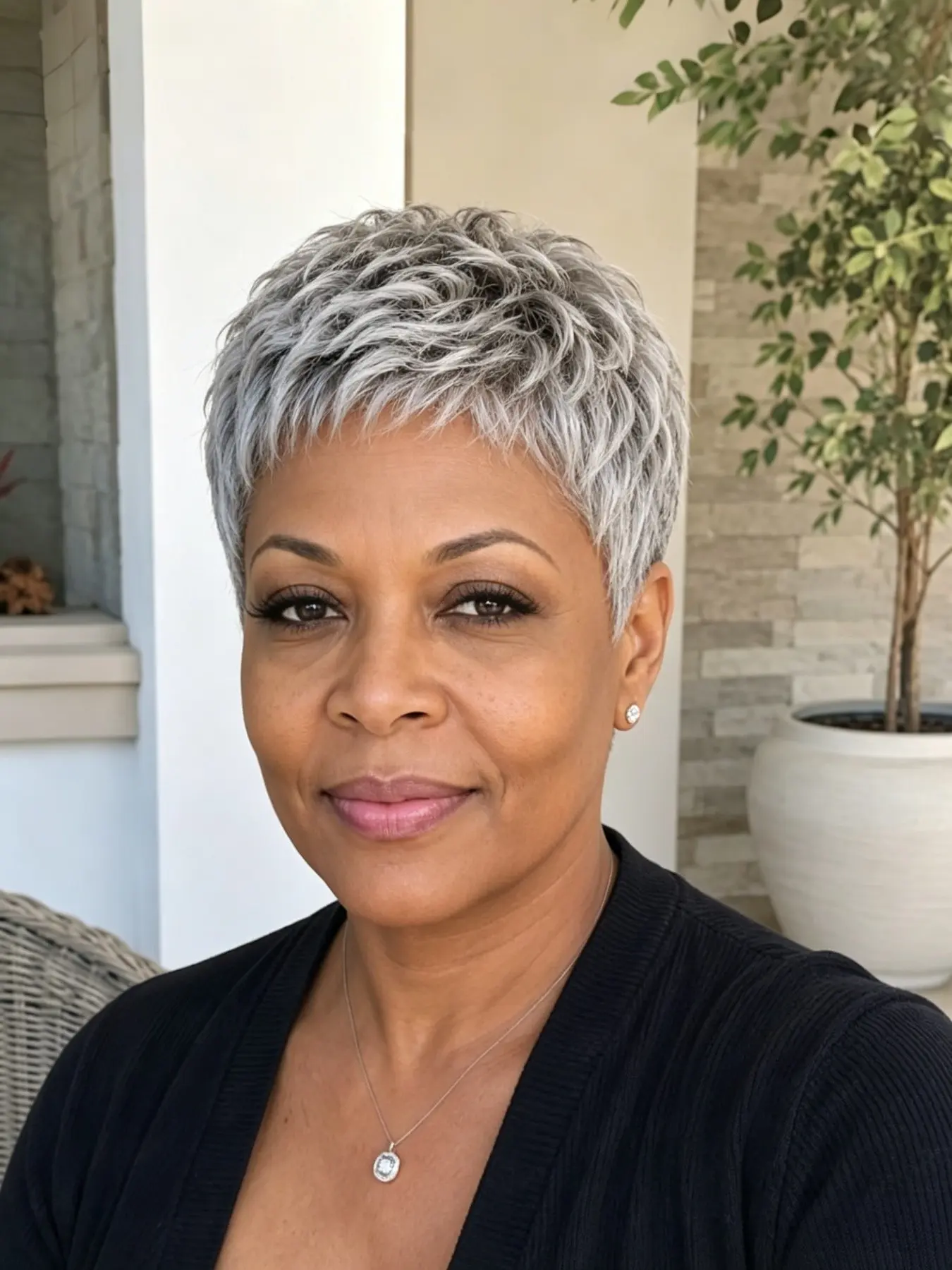 8-Inch Human Hair Short Pixie Cut Wig for Women, African American Wig, Salt and Pepper, Natural Look, Cut & Style Friendly, Breathable Cap